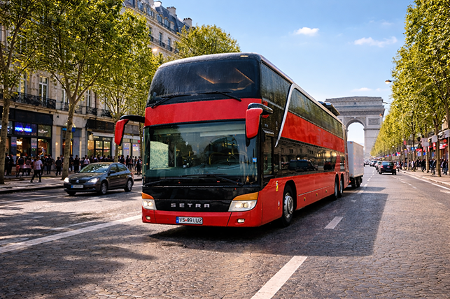 Autocar Autocare Franța pe Champs-Élysées, Paris